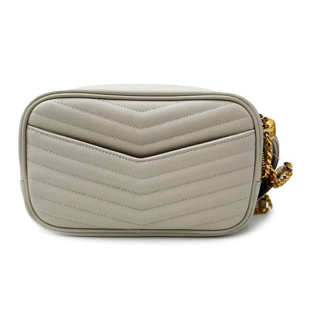 Saint Laurent Monogram Camera Lou Mini Cream White Leather Cross Body Bag