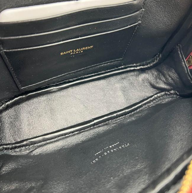 Saint Laurent Monogram Camera Lou Mini Heart Stud Lambskin Red Leather Cross Body Bag