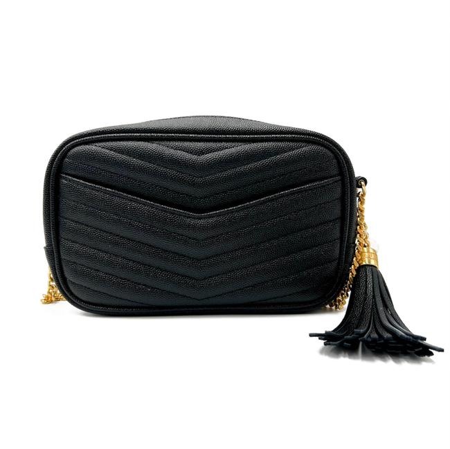 Saint Laurent Monogram Camera Lou Mini Matelasse Black Leather Cross Body Bag