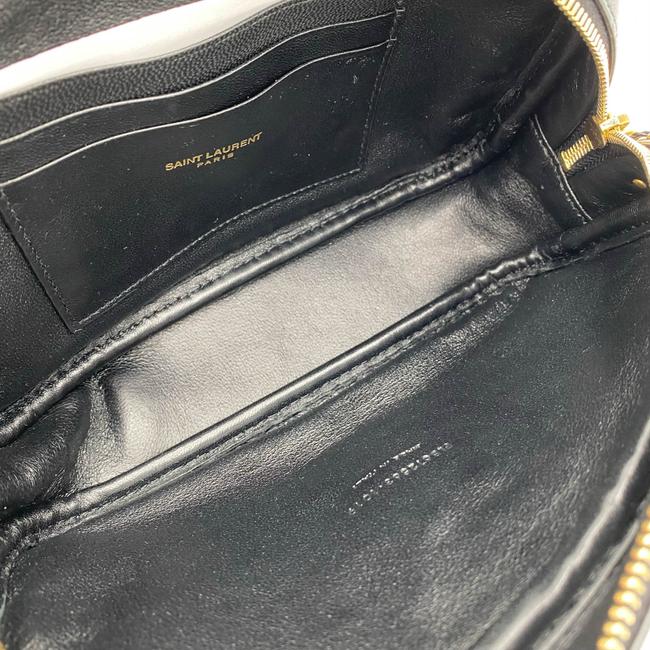 Saint Laurent Monogram Camera Lou Mini Raffia Black Leather Cross Body Bag