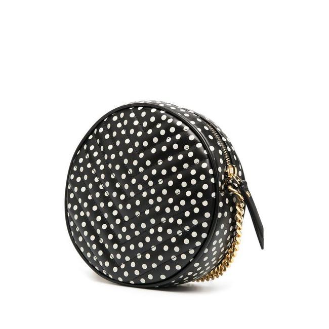 Saint Laurent Monogram Classic Vinyle Round Quilted Polka-dot Black Leather Cross Body Bag