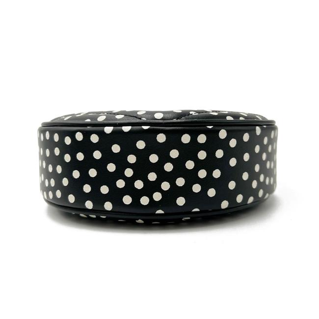 Saint Laurent Monogram Classic Vinyle Round Quilted Polka-dot Black Leather Cross Body Bag