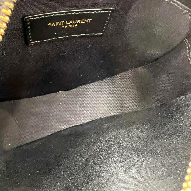 Saint Laurent Monogram Classic Vinyle Round Quilted Polka-dot Black Leather Cross Body Bag