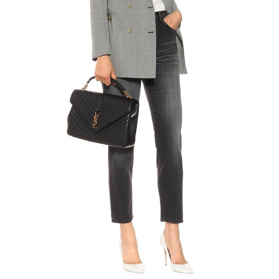 Saint Laurent Monogram Collège Large Black Leather Shoulder Bag