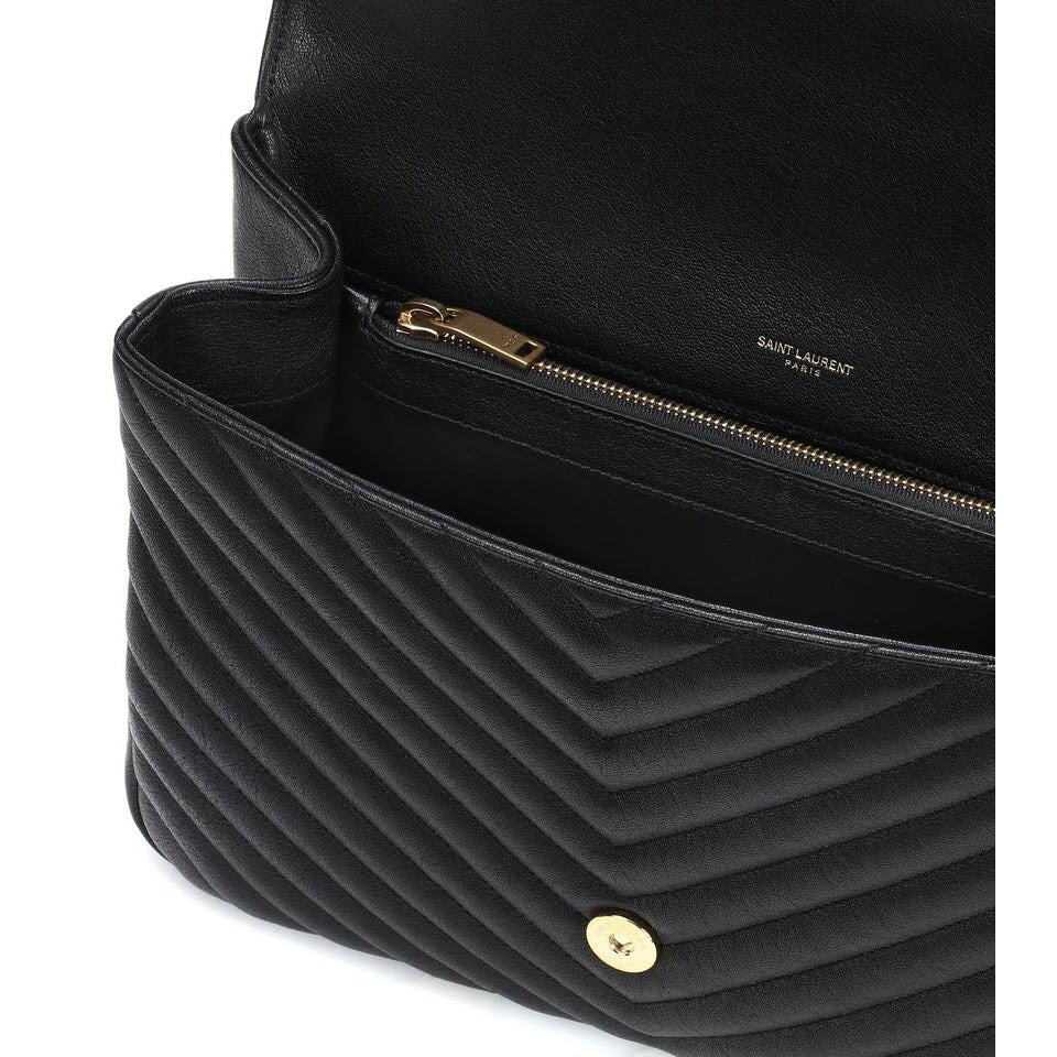 Saint Laurent Monogram Collège Large Black Leather Shoulder Bag
