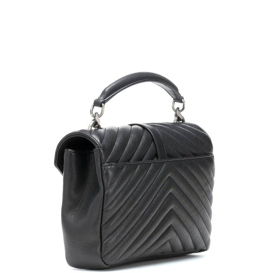 Saint Laurent Monogram Collège Medium Black Leather Shoulder Bag