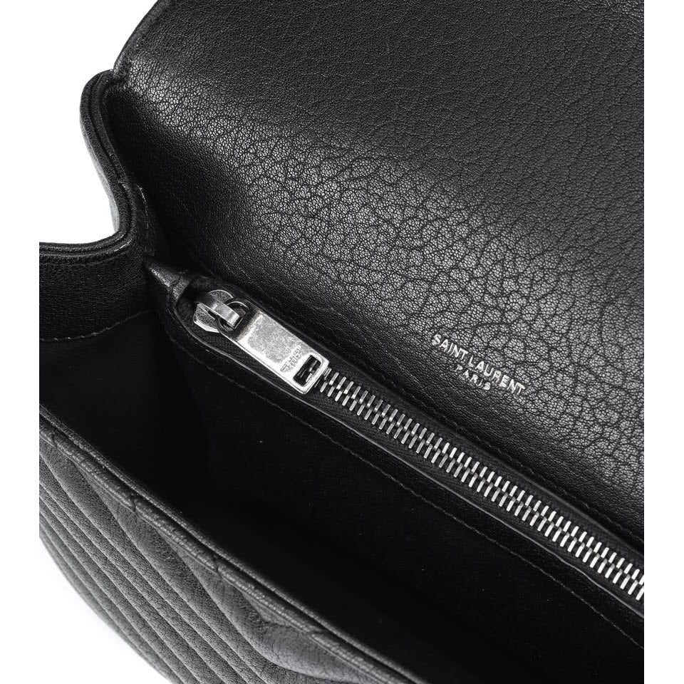 Saint Laurent Monogram Collège Medium Black Leather Shoulder Bag