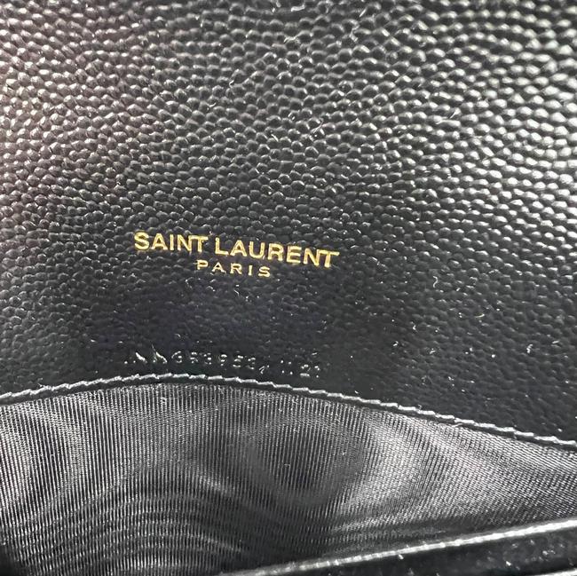 Saint Laurent Monogram Envelope Chain Wallet Clutch Ysl Woc In Grained Black Leather Cross Body Bag