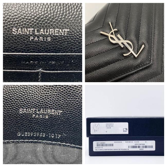 Saint Laurent Monogram Envelope Chain Wallet Grain De Poudre Matelasse Black Leather Cross Body Bag