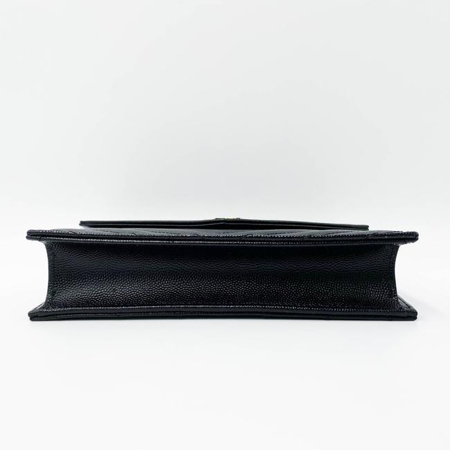 Saint Laurent Monogram Envelope Chain Wallet Grain De Poudre Matelasse Black Leather Cross Body Bag