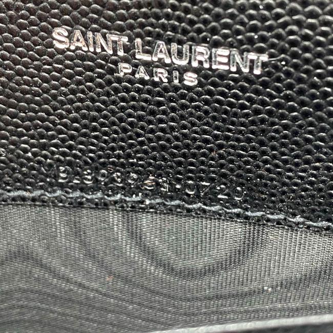 Saint Laurent Monogram Envelope Chain Wallet Grain De Poudre Matelasse Chevron Black Leather Shoulder Bag