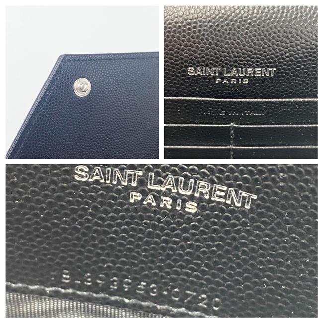 Saint Laurent Chain Wallet Monogram Envelope Grain De Poudre Matelasse Chevron Woc Black Leather Shoulder Bag