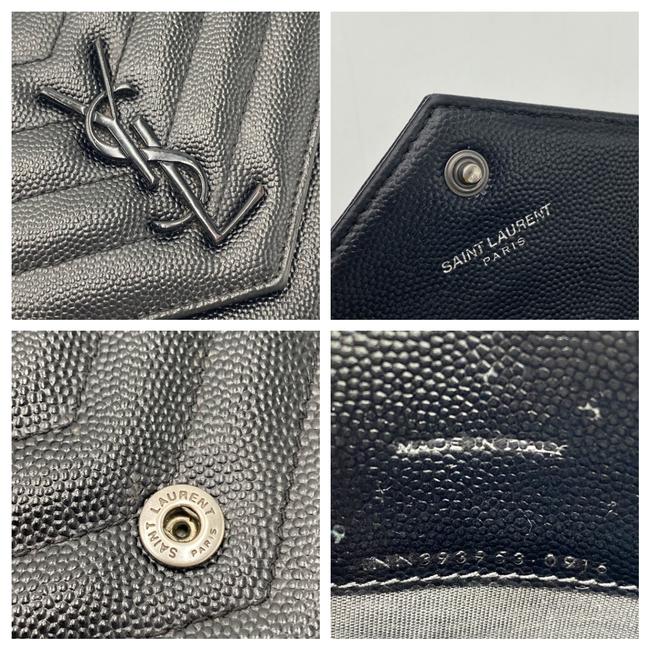 Saint Laurent Chain Wallet Monogram Envelope Grain De Poudre Matelasse Chevron Woc Black Leather Shoulder Bag