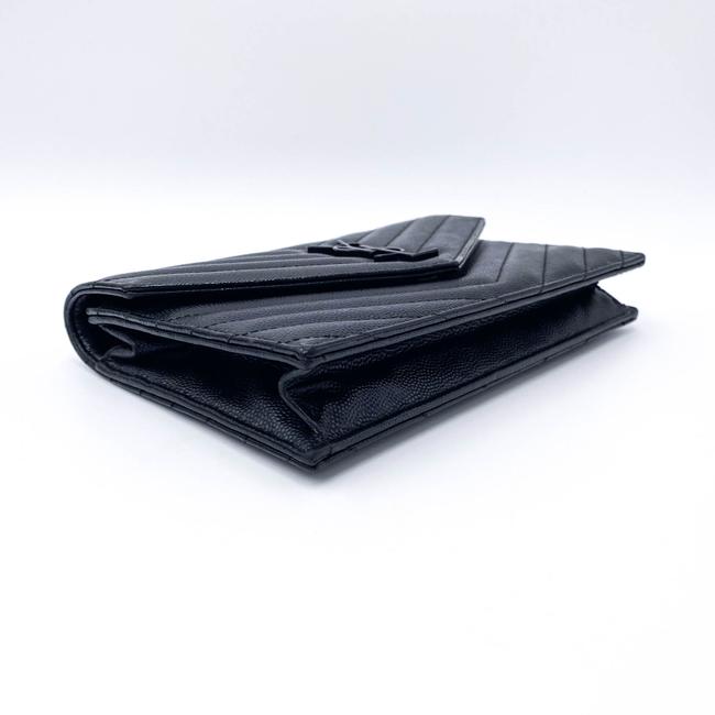 Saint Laurent Chain Wallet Monogram Envelope Grain De Poudre Matelasse Chevron Woc Black Leather Shoulder Bag