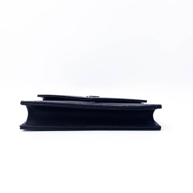 Saint Laurent Chain Wallet Monogram Envelope Grain De Poudre Matelasse Chevron Woc Black Leather Shoulder Bag