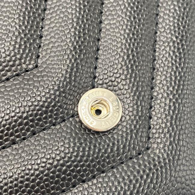 Saint Laurent Chain Wallet Monogram Envelope Grain De Poudre Matelasse Chevron Woc Black Leather Shoulder Bag