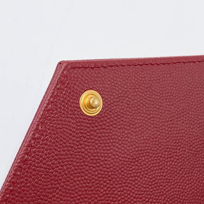 Saint Laurent Monogram Envelope Chain Wallet Grain De Poudre Matelasse Chevron Red Leather Shoulder Bag