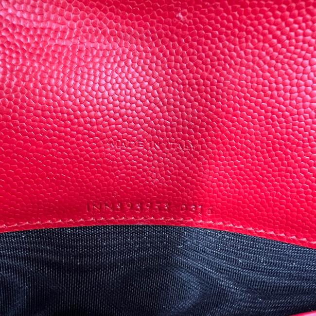 Saint Laurent Monogram Envelope Chain Wallet Chevron Red Leather Cross Body Bag