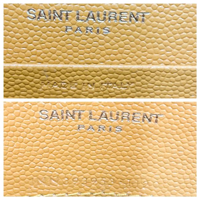 Saint Laurent Monogram Envelope Chain Wallet Grain De Poudre Matelasse Chevron Yellow Leather Shoulder Bag