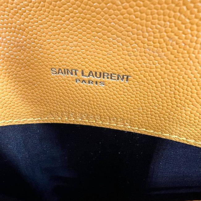 Saint Laurent Monogram Envelope Chain Wallet Grain De Poudre Matelasse Chevron Yellow Leather Shoulder Bag