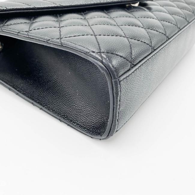 Saint Laurent Monogram Envelope Grain De Poudre Textured Mixed Matelasse Medium Triquilt Black Leather Shoulder Bag
