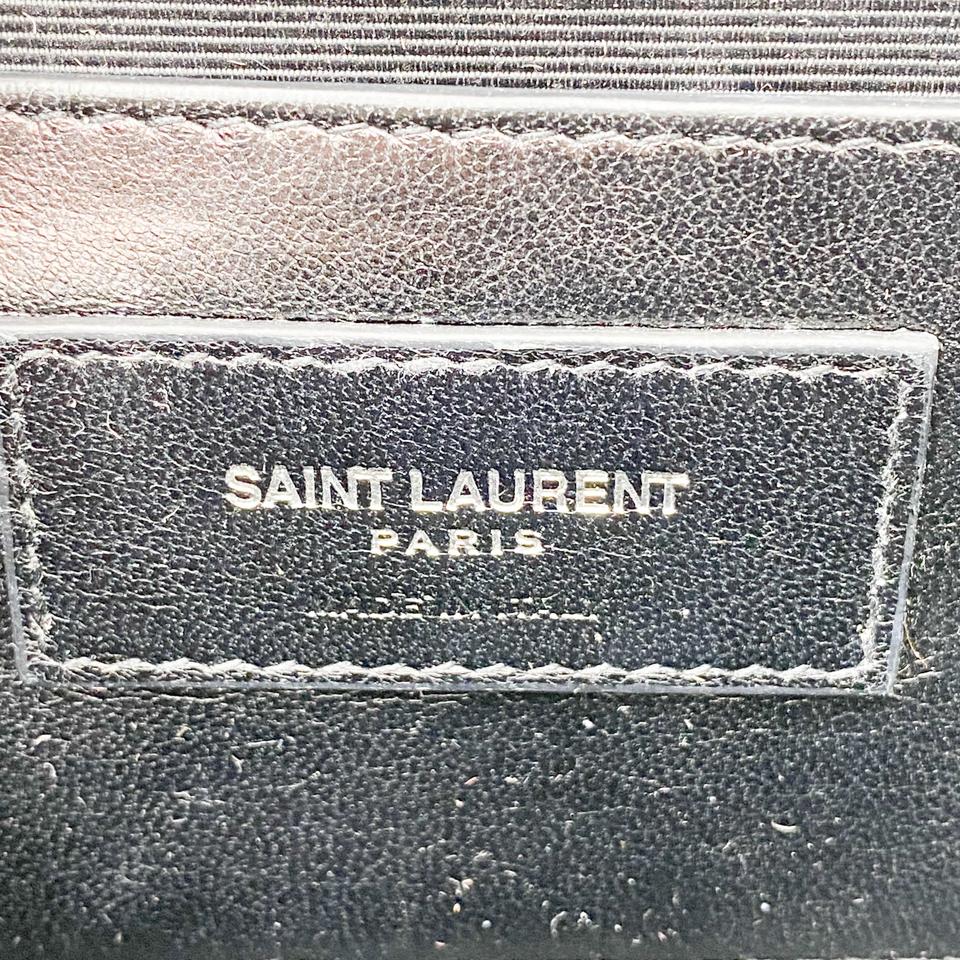 Saint Laurent Monogram Envelope Grain De Poudre Textured Mixed Matelasse Medium Triquilt Mono White Leather Shoulder Bag
