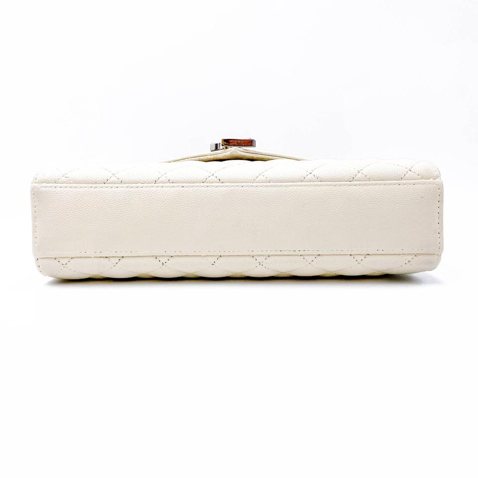 Saint Laurent Monogram Envelope Grain De Poudre Textured Mixed Matelasse Medium Triquilt Mono White Leather Shoulder Bag