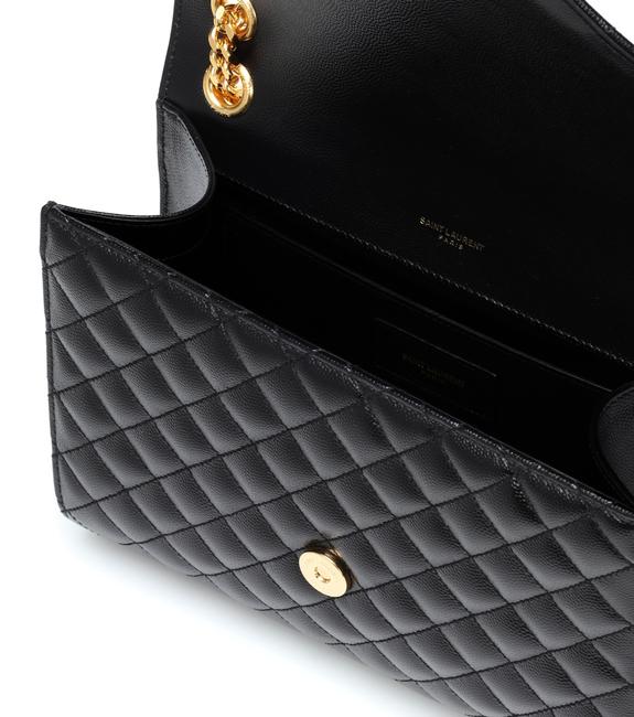Saint Laurent Monogram 2020 Envelope Medium Triquilt Ghw Gold Black Leather Shoulder Bag