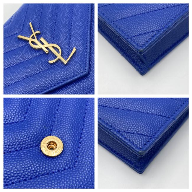 Saint Laurent Monogram Envelope Wallet on Chain Blue Calfskin Leather Shoulder Bag
