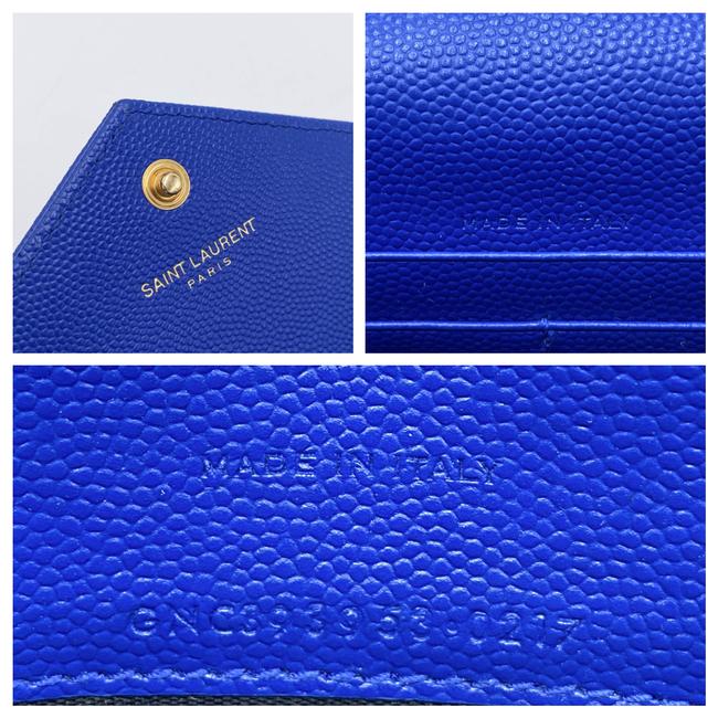 Saint Laurent Monogram Envelope Wallet on Chain Blue Calfskin Leather Shoulder Bag