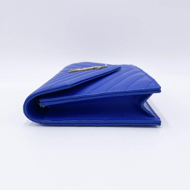 Saint Laurent Monogram Envelope Wallet on Chain Blue Calfskin Leather Shoulder Bag