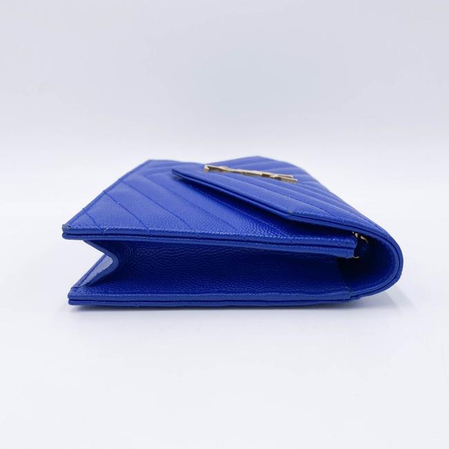 Saint Laurent Monogram Envelope Wallet on Chain Blue Calfskin Leather Shoulder Bag