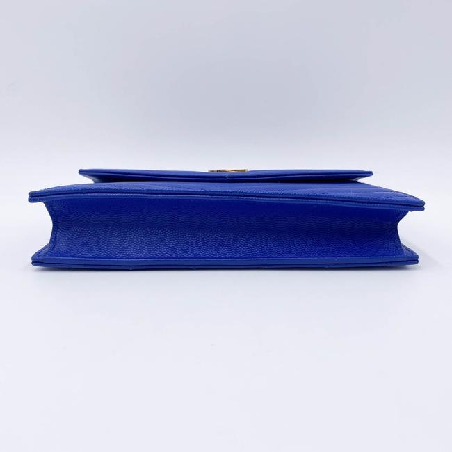 Saint Laurent Monogram Envelope Wallet on Chain Blue Calfskin Leather Shoulder Bag