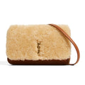 Saint Laurent Monogram Envelope Ysl Shearling Phone Holder Brown Leather Cross Body Bag