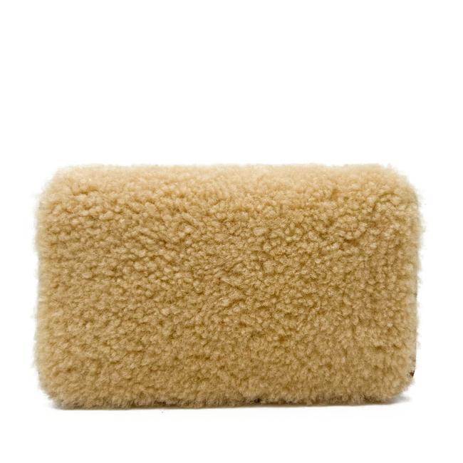 Saint Laurent Monogram Envelope Ysl Shearling Phone Holder Brown Leather Cross Body Bag