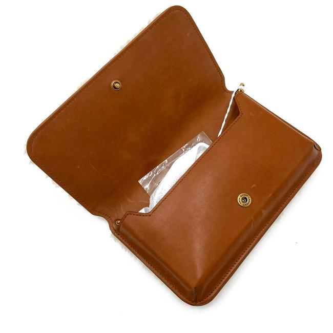 Saint Laurent Monogram Envelope Ysl Shearling Phone Holder Brown Leather Cross Body Bag
