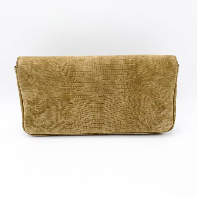 Saint Laurent Monogram Kate 99 Lizard Embossed Brown Suede Leather Shoulder Bag