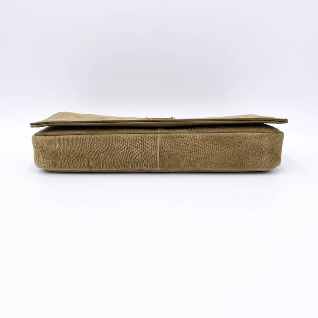 Saint Laurent Monogram Kate 99 Lizard Embossed Brown Suede Leather Shoulder Bag