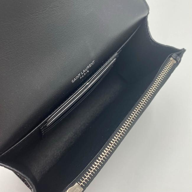 Saint Laurent Monogram Kate Belt Calfskin Crocodile Embossed Black Leather Messenger Bag