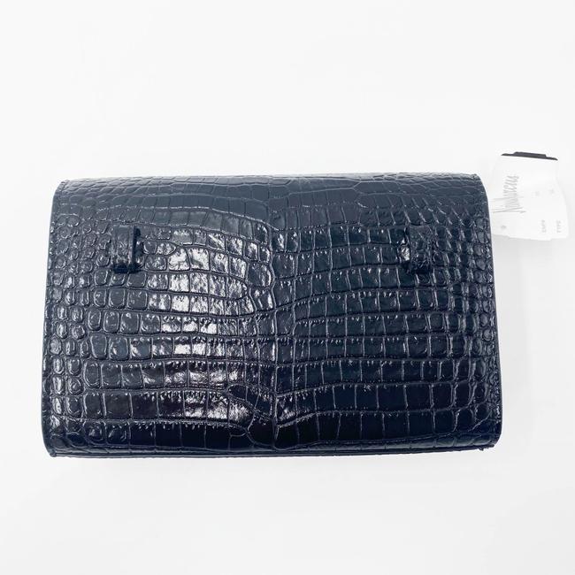 Saint Laurent Monogram Kate Belt Calfskin Crocodile Embossed Black Leather Messenger Bag
