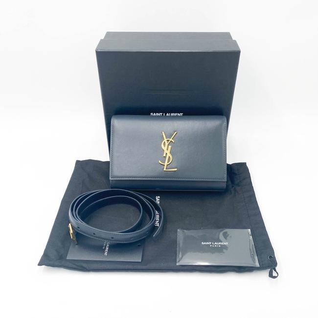 Saint Laurent Monogram Kate Belt In Grey Leather Messenger Bag