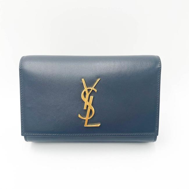 Saint Laurent Monogram Kate Belt In Grey Leather Messenger Bag