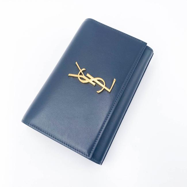 Saint Laurent Monogram Kate Belt In Grey Leather Messenger Bag