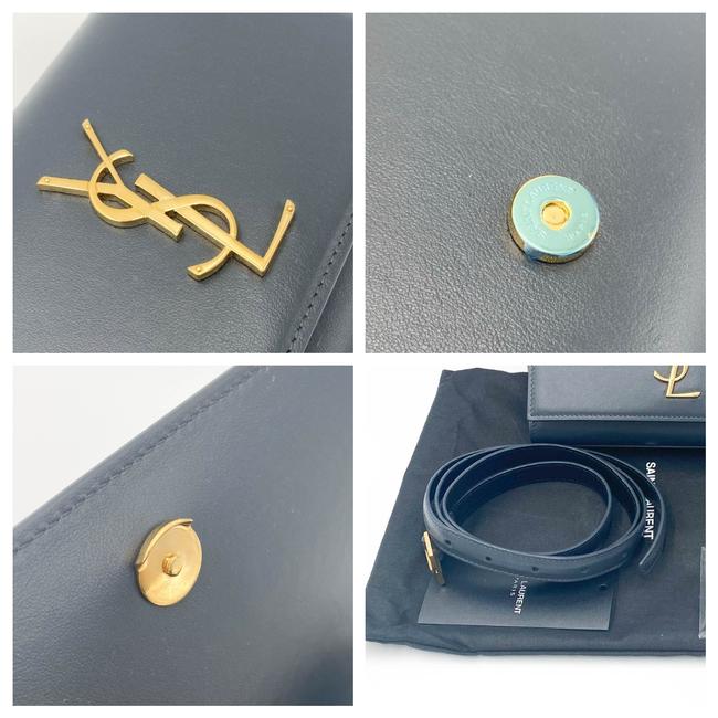 Saint Laurent Monogram Kate Belt In Grey Leather Messenger Bag