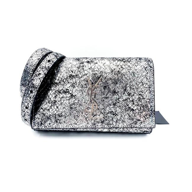 Saint Laurent Monogram Kate Belt Metallic Calfskin Silver Leather Messenger Bag