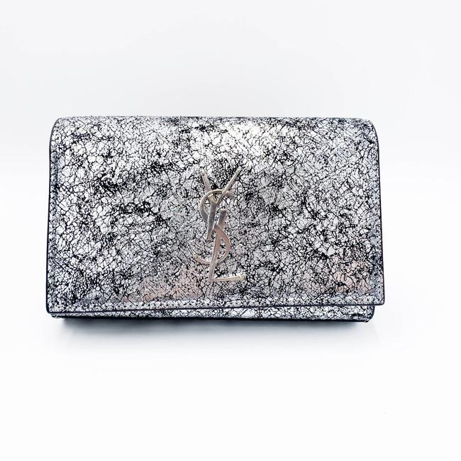 Saint Laurent Monogram Kate Belt Metallic Calfskin Silver Leather Messenger Bag
