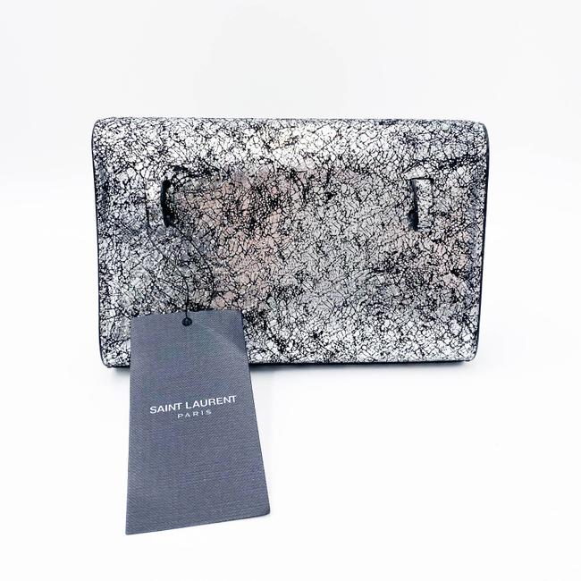 Saint Laurent Monogram Kate Belt Metallic Calfskin Silver Leather Messenger Bag