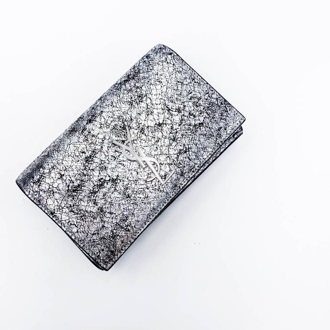 Saint Laurent Monogram Kate Belt Metallic Calfskin Silver Leather Messenger Bag