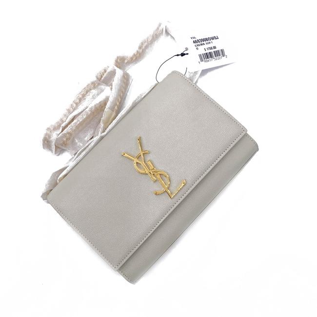 Saint Laurent Monogram Kate Chain Small Monogram Crema Soft White Leather Cross Body Bag