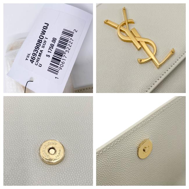 Saint Laurent Monogram Kate Chain Small Monogram Crema Soft White Leather Cross Body Bag